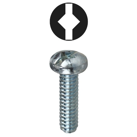 #10-32 X 1-1/2 In Combination Slotted/Square Round Machine Screw, Zinc Plated Carbon Steel, 100 PK